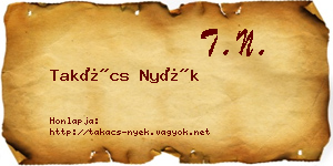 Takács Nyék névjegykártya